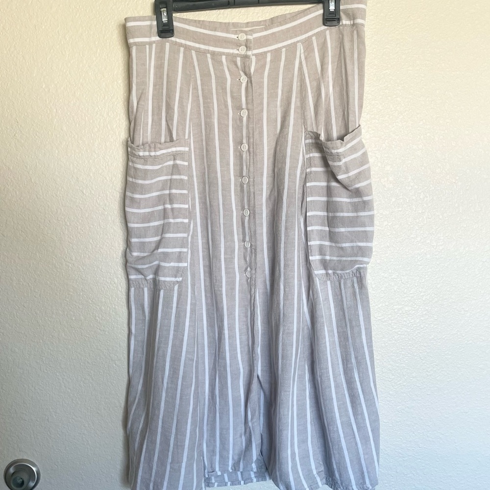 Happy X Nature Linen Blend Serene Midi Button Front Skirt - Picture 7 of 8